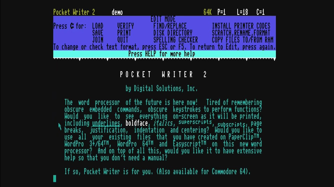 C128: DigitalSuperpak 2 - Pocket Writer 2 and Pocket Planner 2