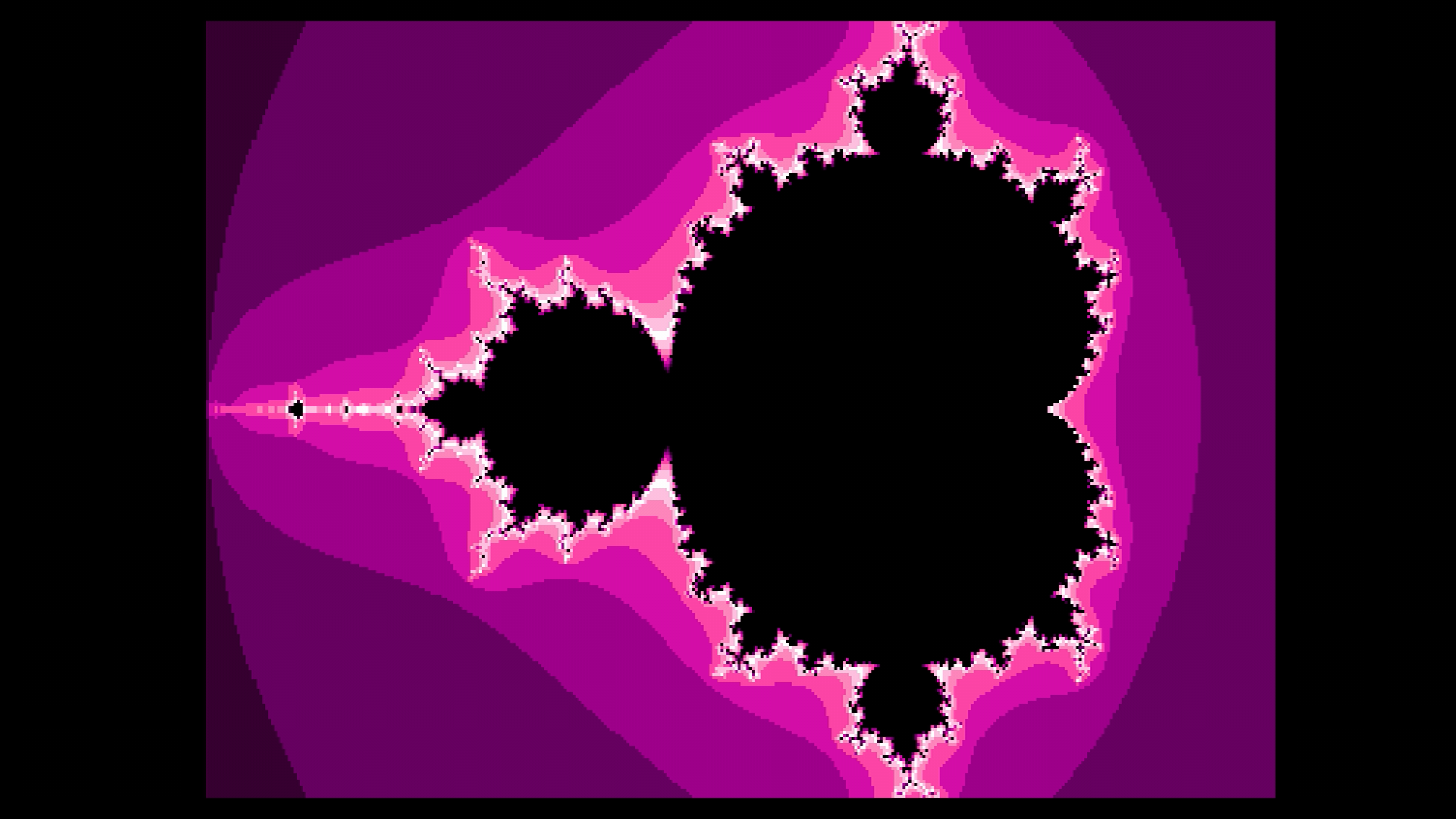 Amethyst palette: black, deep violet, vivid magenta, hot pink, pale pink