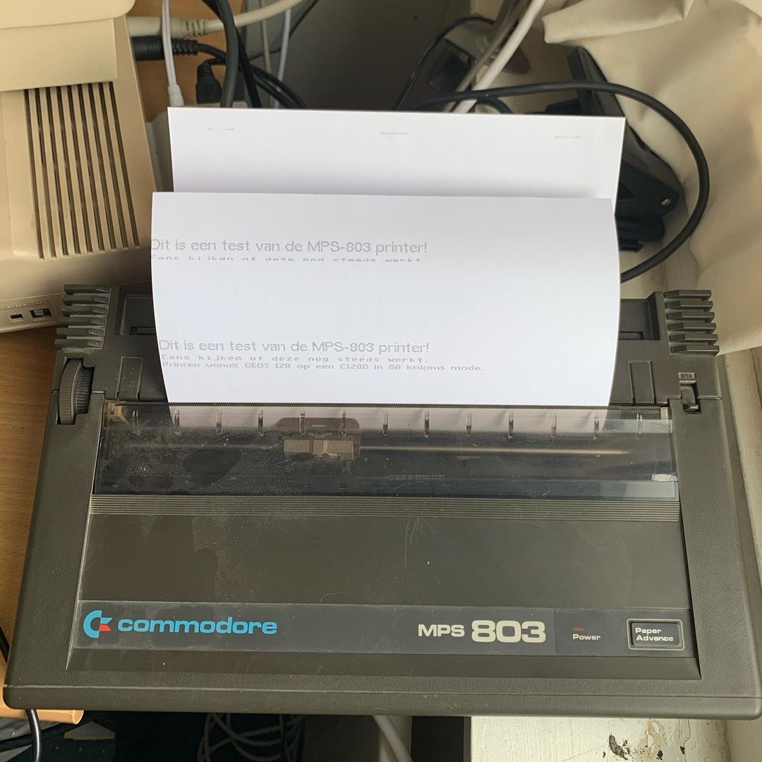 My old printer still working fine. #retro #8bit #commodore #c128d #mps803 #geos128