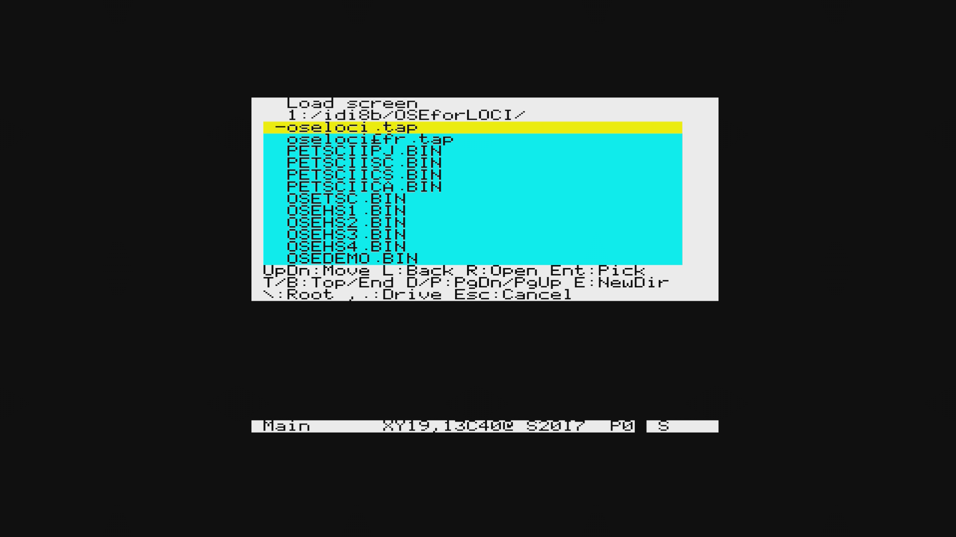 LOCI file picker with directory listing and drive navigation