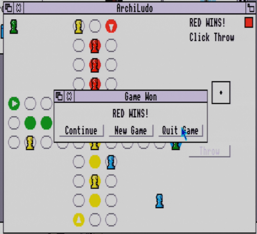 A player-finished win dialogue, with fanfare
